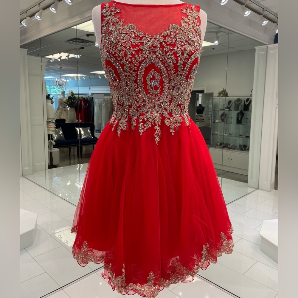 Cinderella Divine Short Red and Gold Dress Size 10